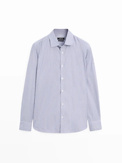 Chemise regular en popeline à rayures