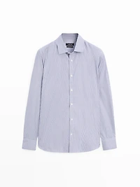 Regular fit striped poplin shirt
