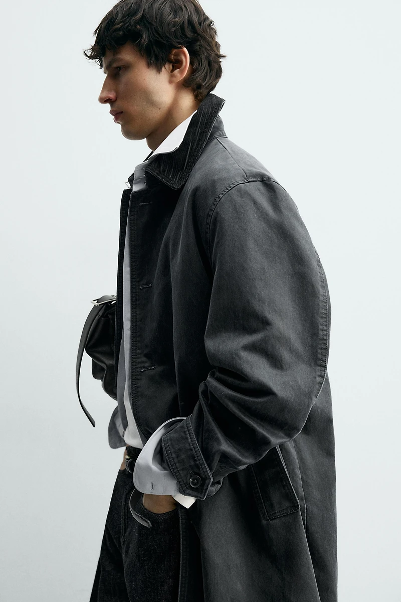 WAXED FINISH TRENCH COAT