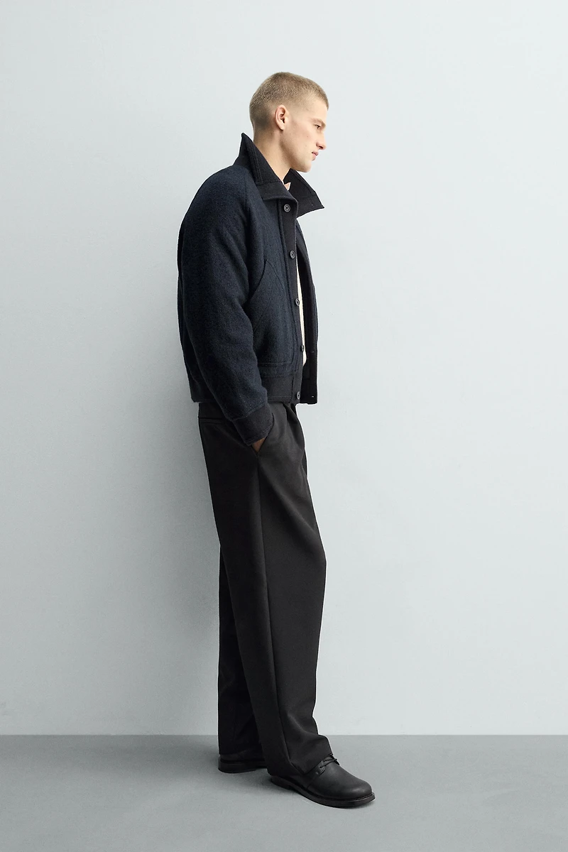 CONTRASTING RIB COLLAR JACKET