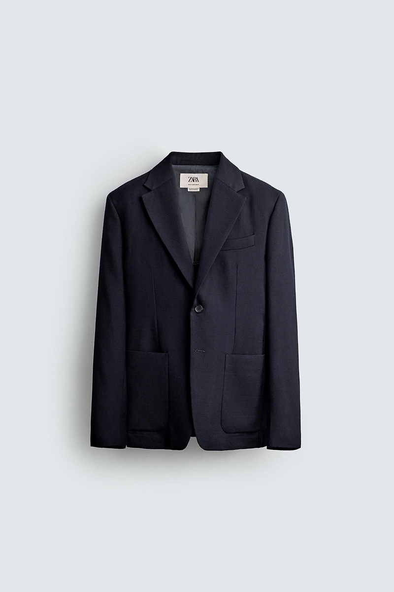 100% WOOL PLAID REGULAR FIT BLAZER