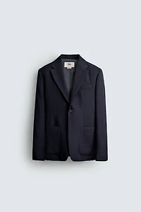 100% WOOL PLAID REGULAR FIT BLAZER