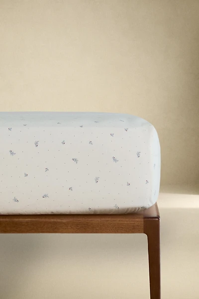 DRAP-HOUSSE ENFANT FEUILLES ET POINTS