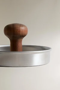 STEEL AND WOOD HAMBURGER PRESS
