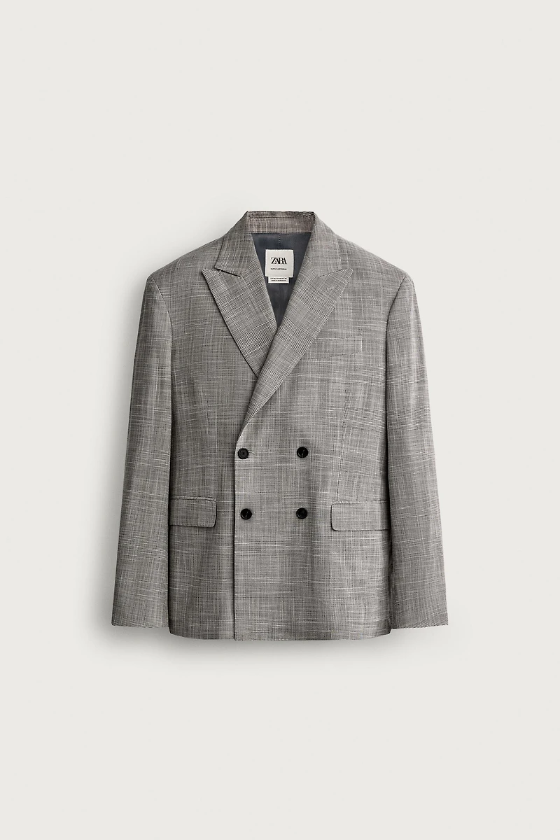 WOOL-BLEND PLAID REGULAR FIT SUIT BLAZER