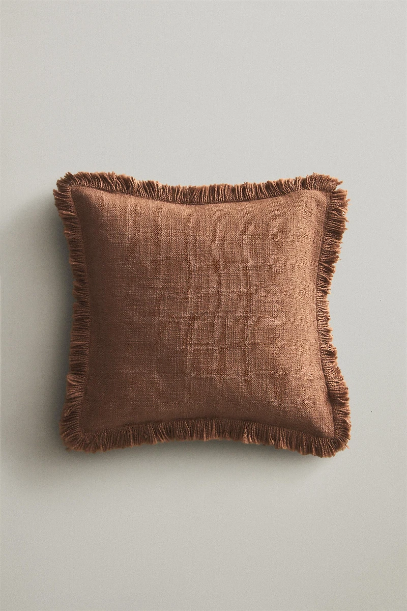 STRIPED FRINGE THROW PILLOW COVER