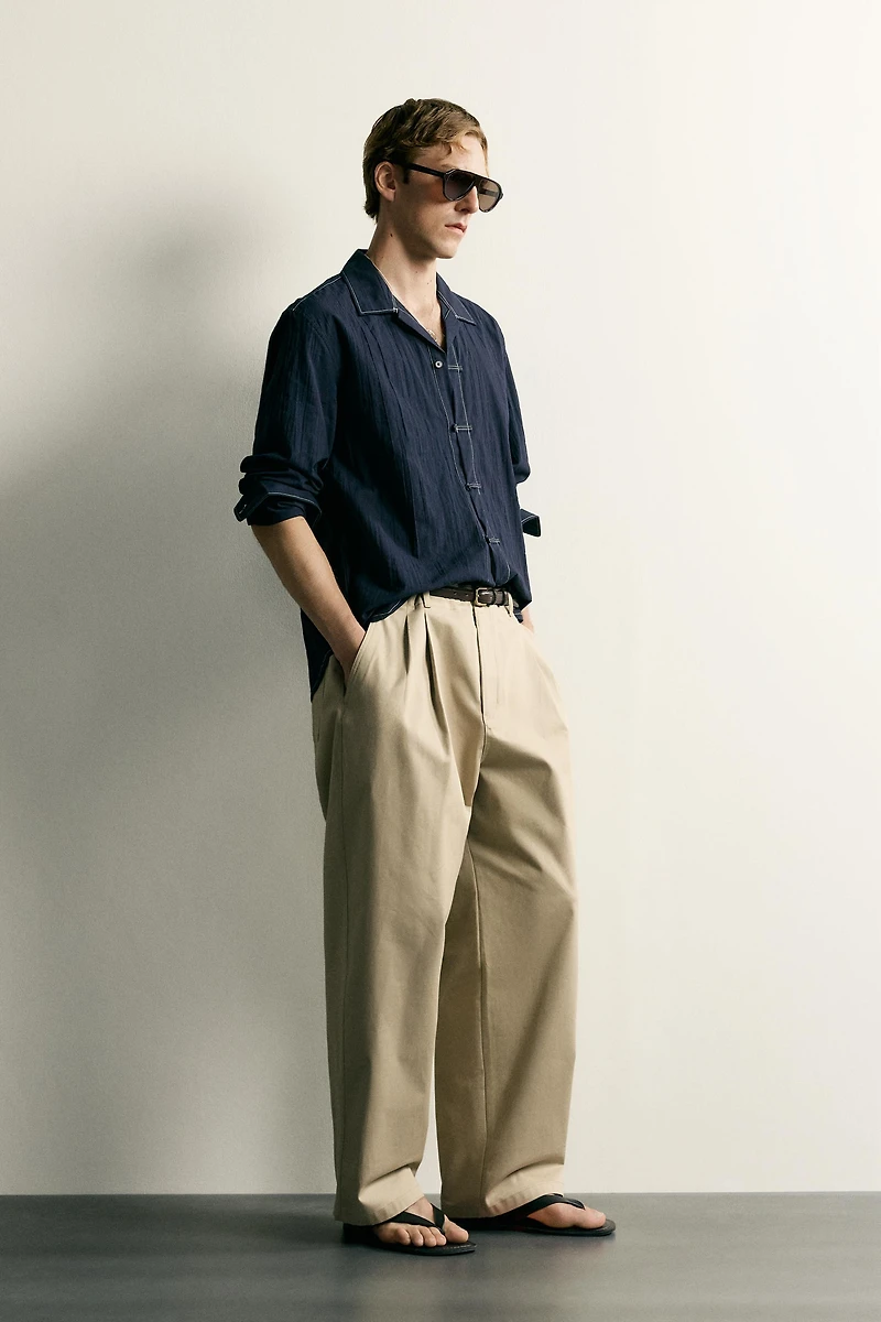 TEXTURED RELAXED FIT SHIRT WITH FROG FASTENINGS