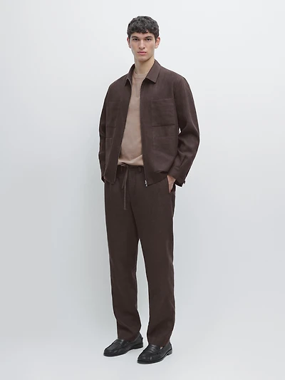 Total look linen overshirt