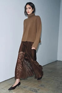 SATIN EFFECT LACE SKIRT ZW COLLECTION