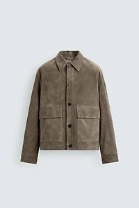 SURCHEMISE COURTE EN CUIR FAÇON DAIM