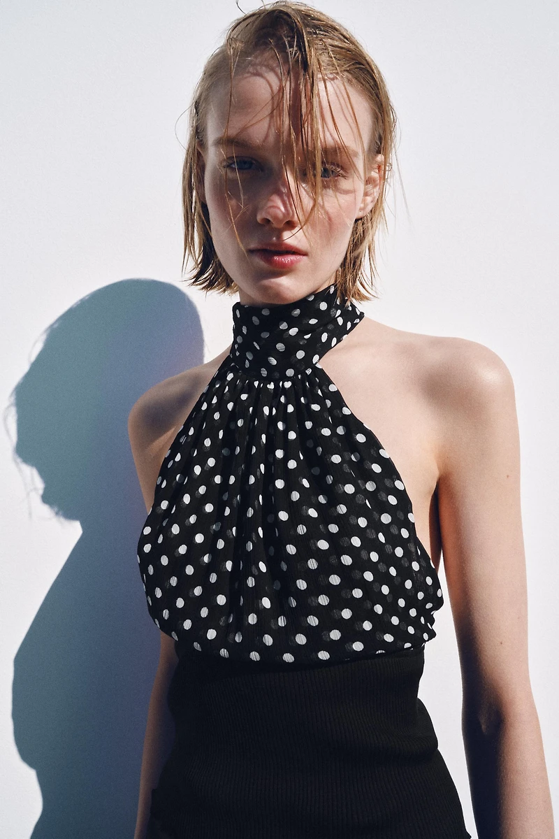 TOP HALTER À POIS