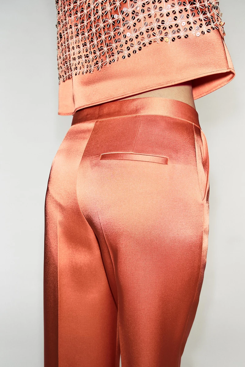 SATIN STRAIGHT-LEG TROUSERS