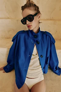 VESTE COL MONTANT EN LIN