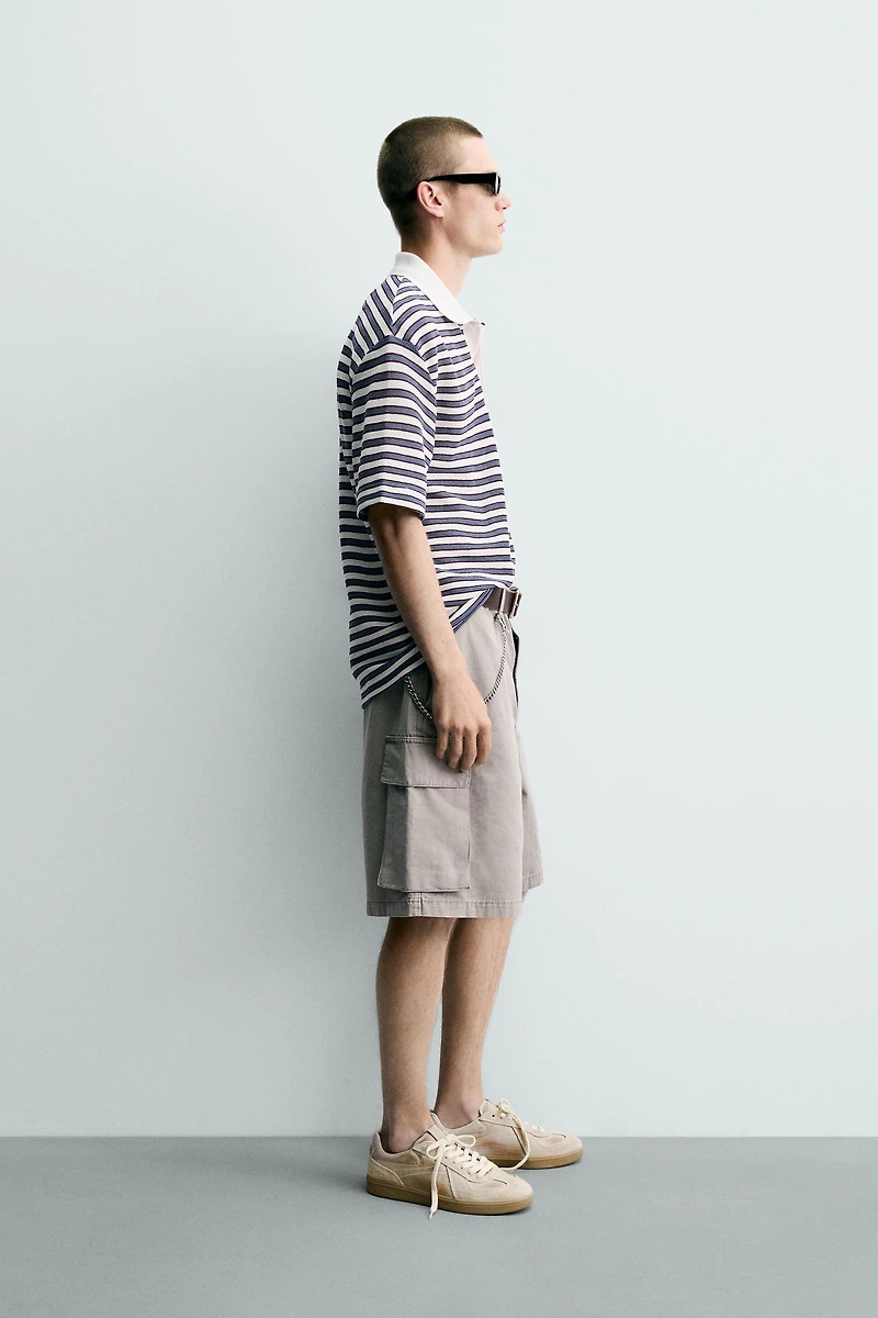 EMBROIDERED STRIPED JACQUARD POLO