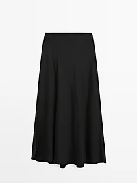 Flowing satin midi skirt
