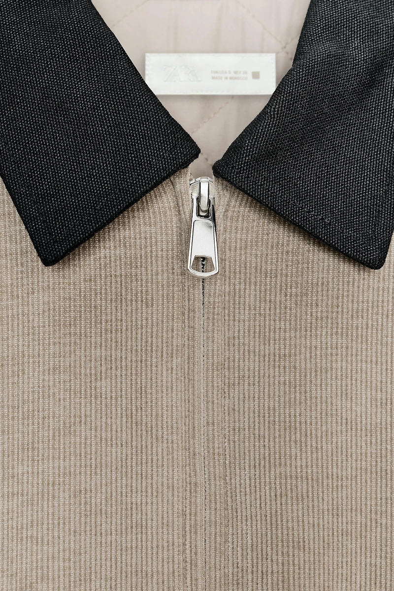 CONTRAST COLLAR CORDUROY JACKET