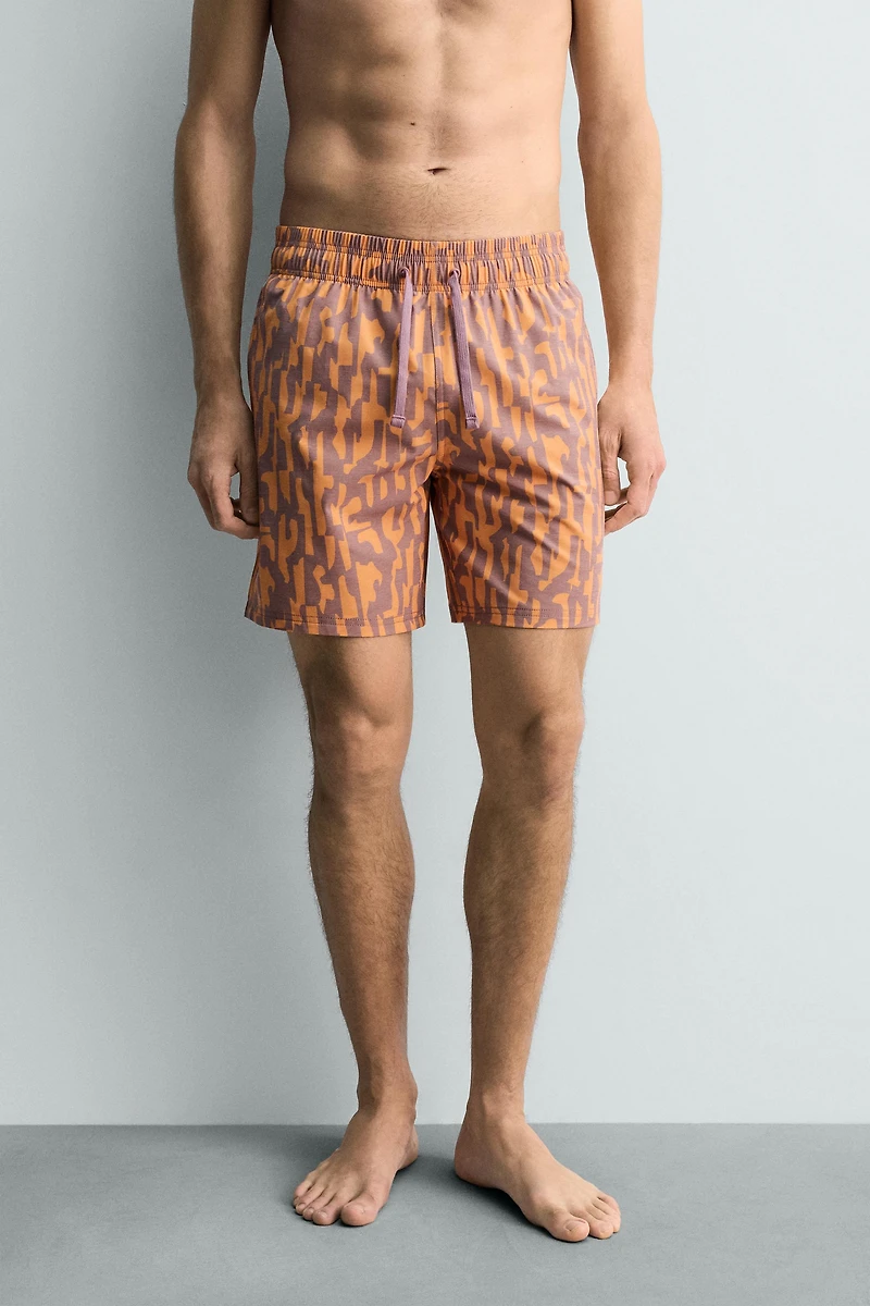 ABSTRACT PRINT LONG SWIMSUIT