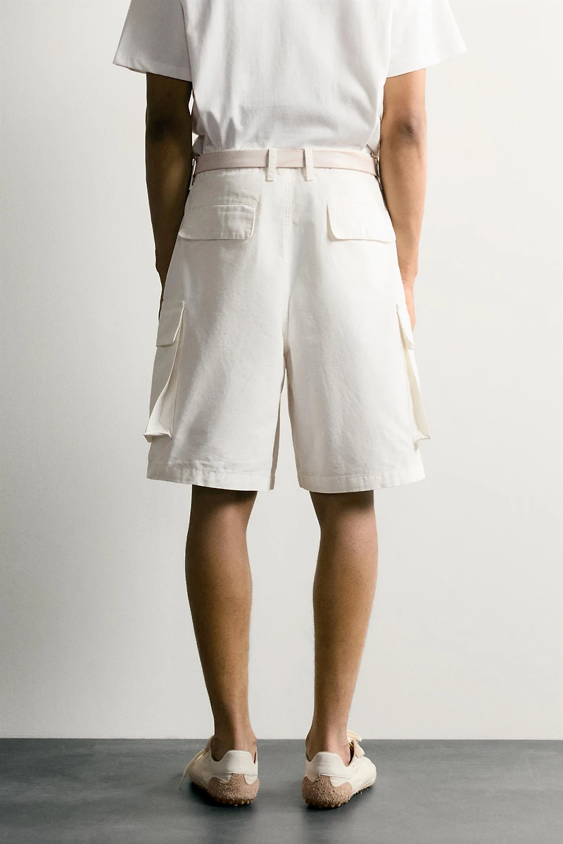 RELAXED FIT CANVAS CARGO SHORTS