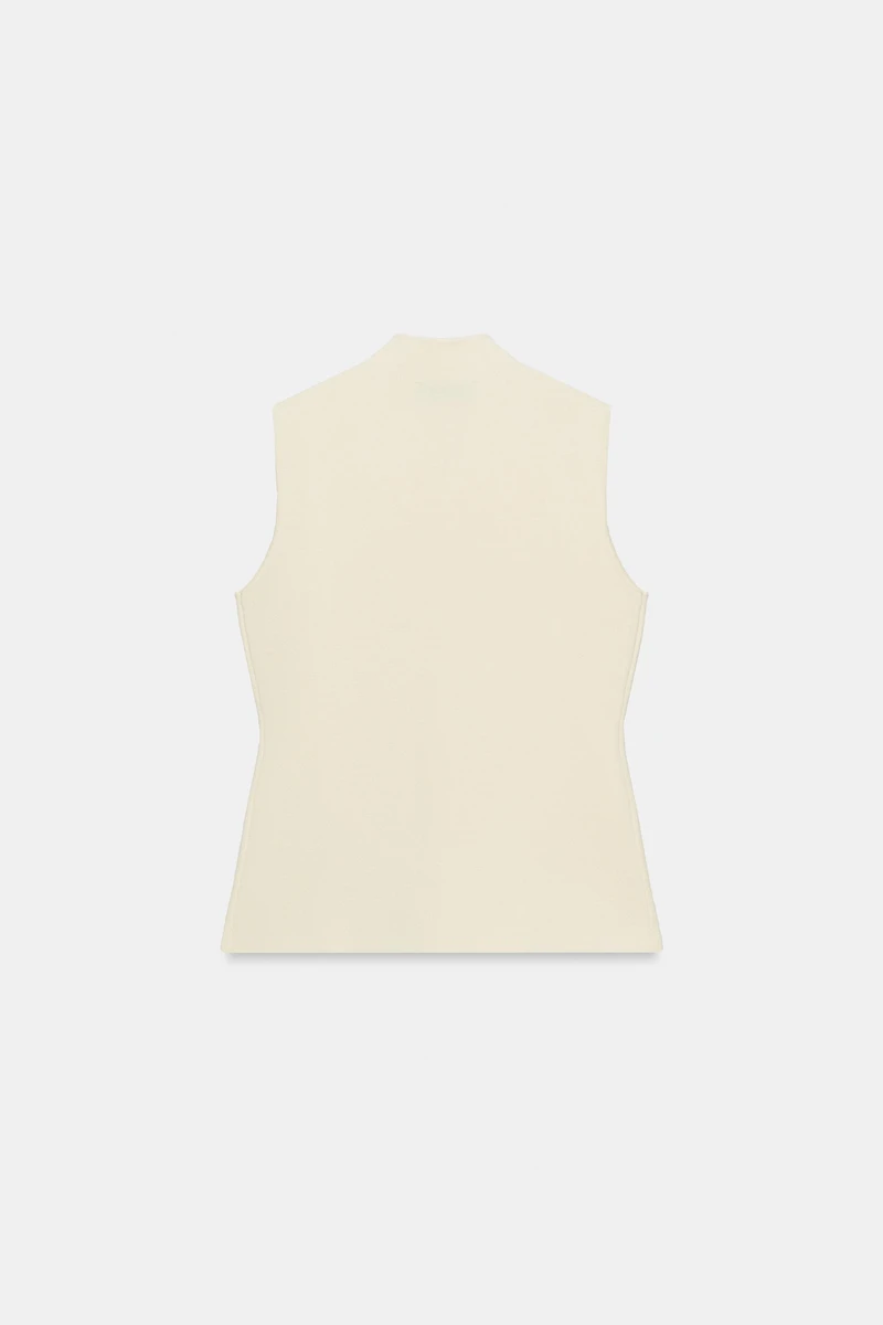 KNIT VEST TOP WITH COVERED BUTTONS