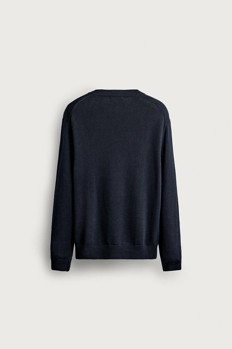 COTTON-LINEN REGULAR FIT SWEATER