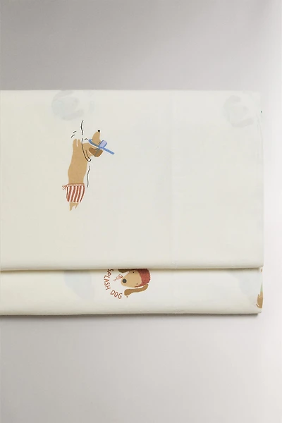 REVERSIBLE KIDS' DOG FLAT SHEET