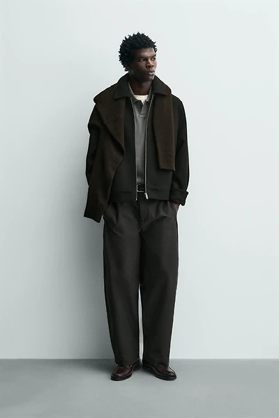 WOOL EFFECT ZIPPER JACKET