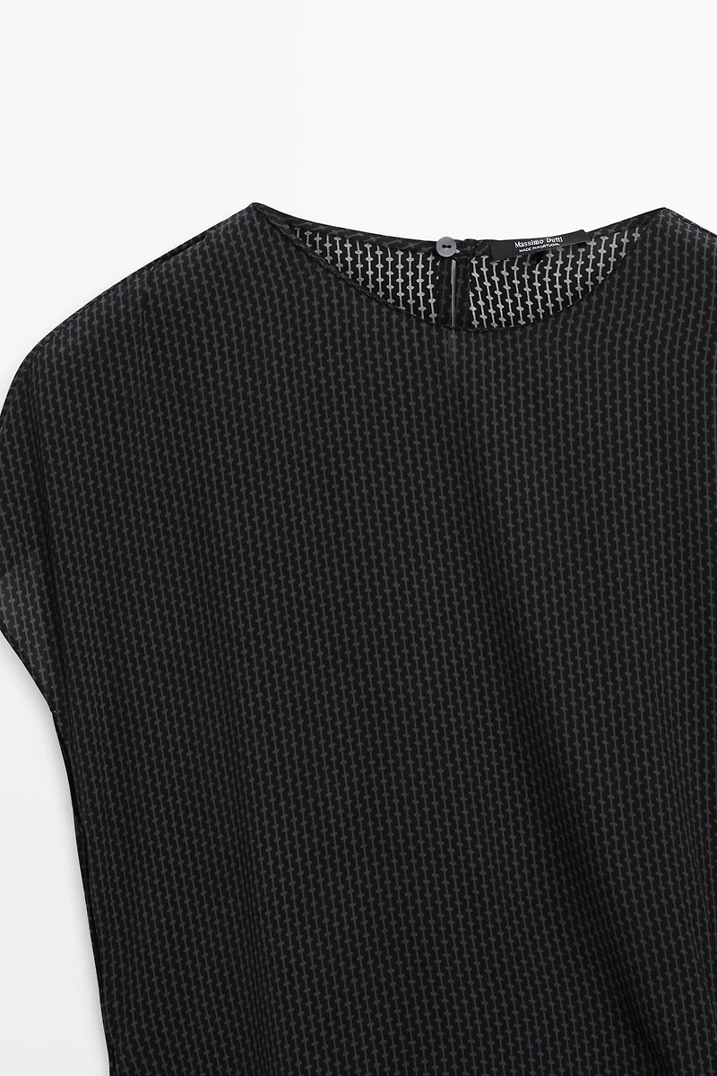 Robe longue fluide imprimée avec nœud