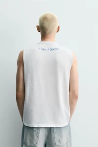 WASHED KNIT PRINTED TANK TOP