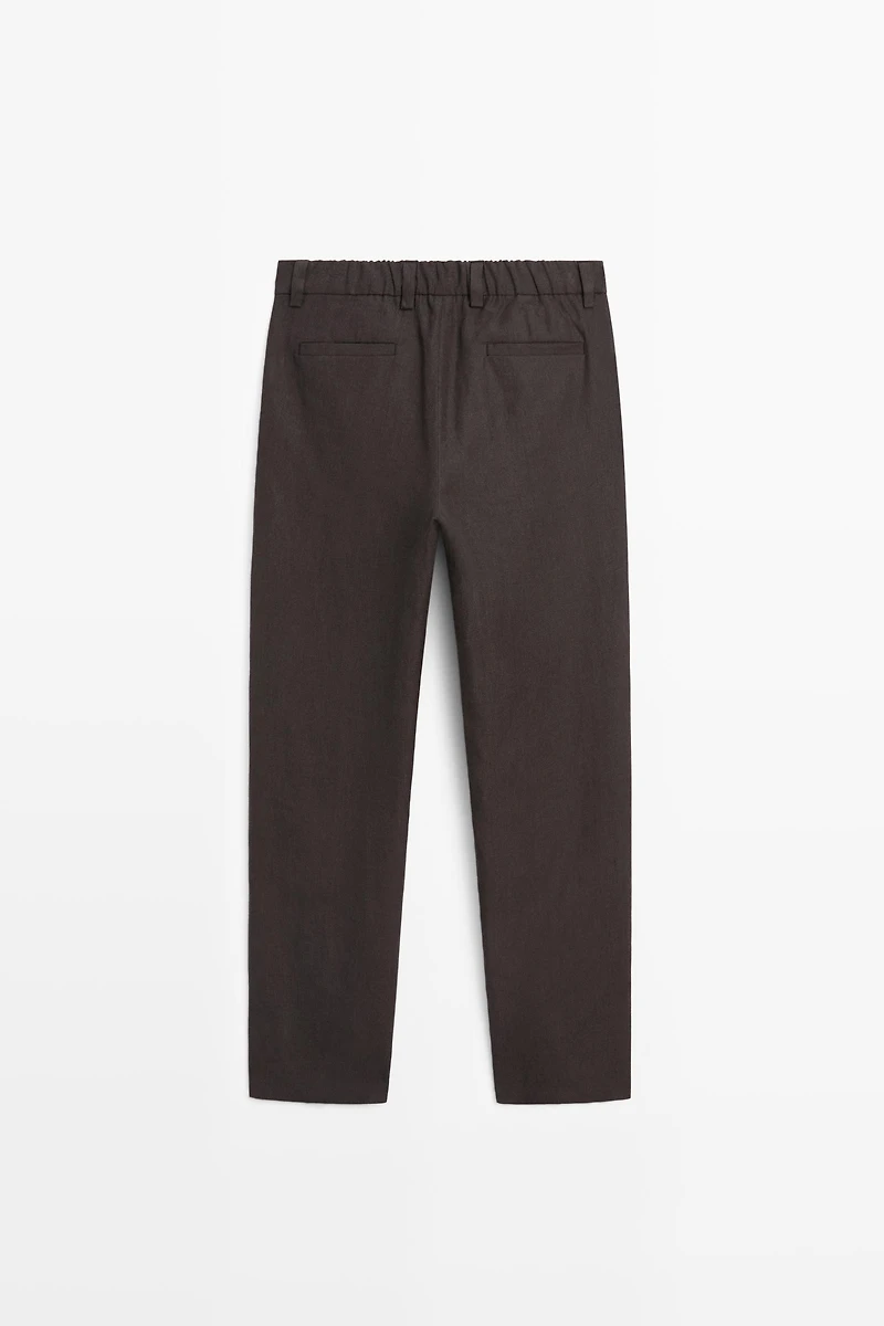 100% linen houndstooth pants