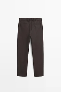 100% linen houndstooth pants