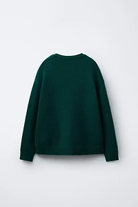 AGES 7-12/ WOOL KNIT JUMPER WITH EMBROIDERED BUNNY