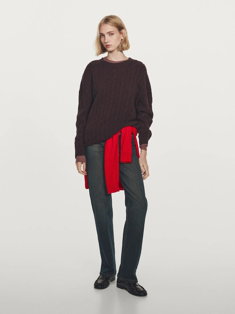 Pull en maille tressée 100 % cachemire