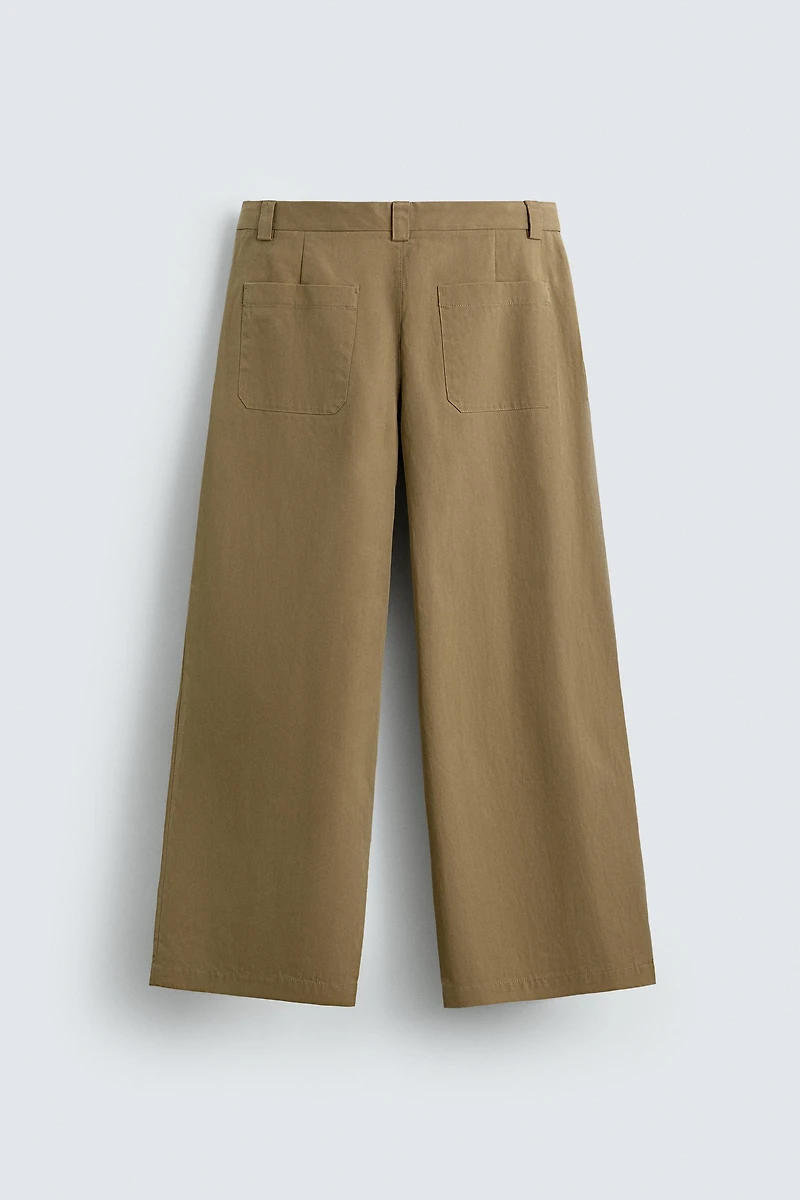 PLEATED BARREL FIT PANTS