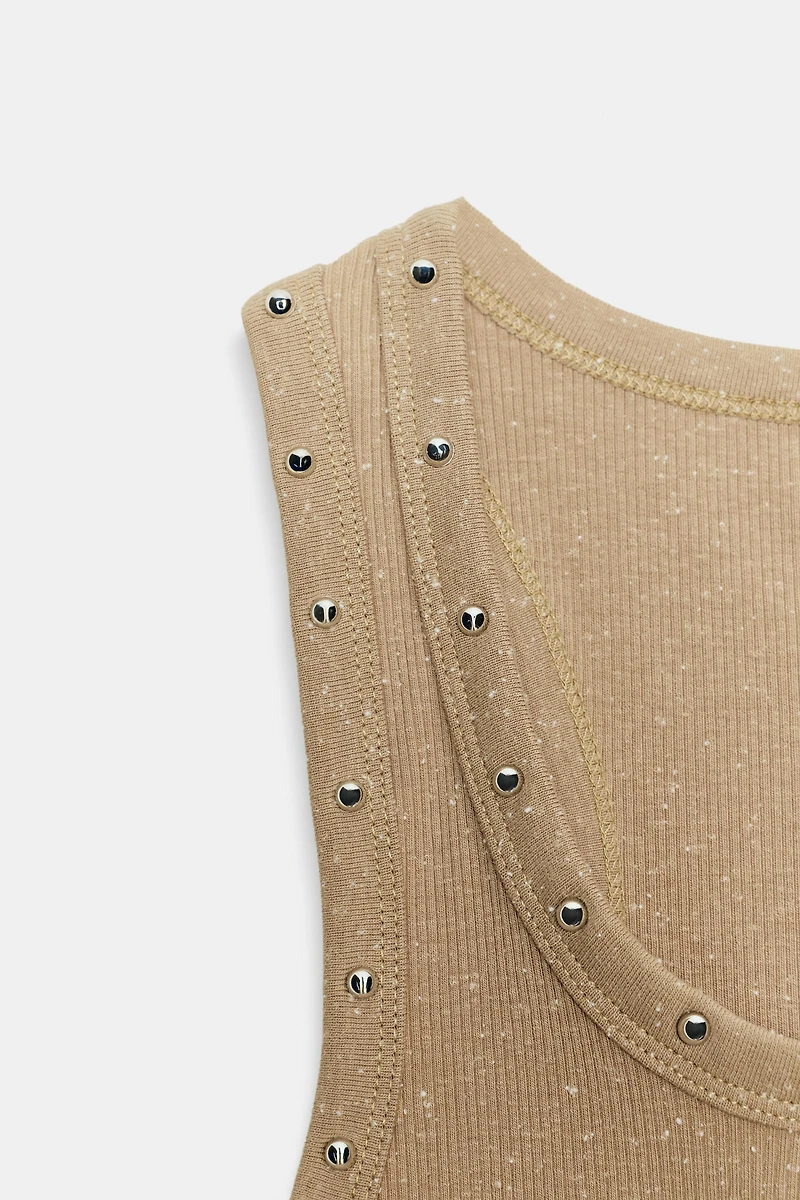 STUDDED TEXT T-SHIRT