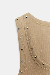 STUDDED TEXT T-SHIRT
