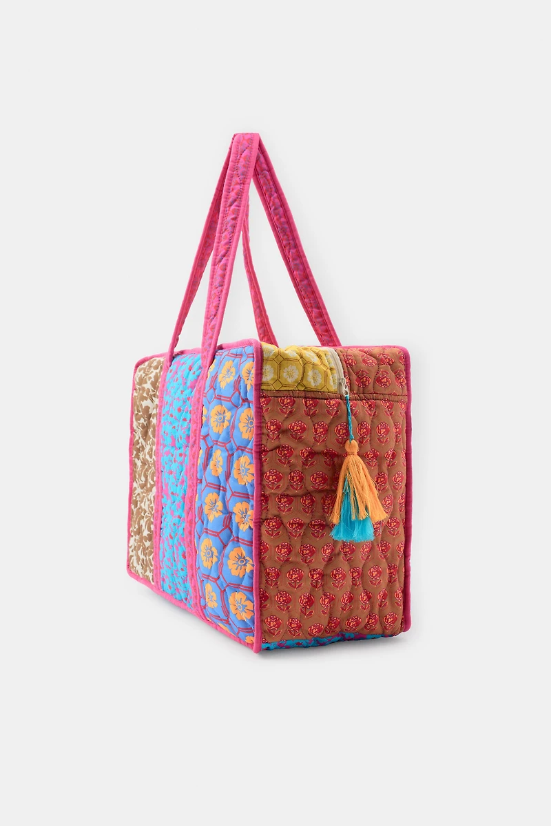 SAC MATELASSÉ IMPRIMÉ PATCHWORK
