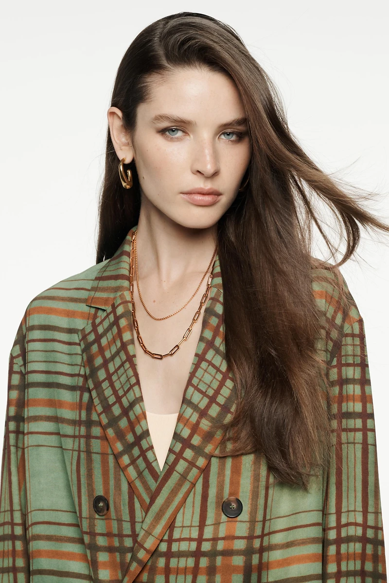 ZW COLLECTION FLOWY PLAID BLAZER