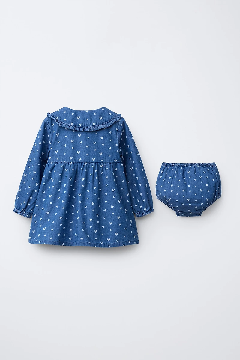 HEART DENIM DRESS AND PANTIES