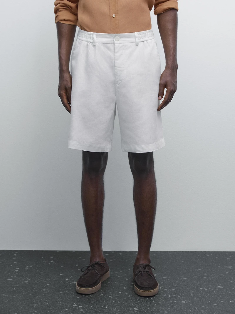 Bermuda semi-jogger 100 % lin