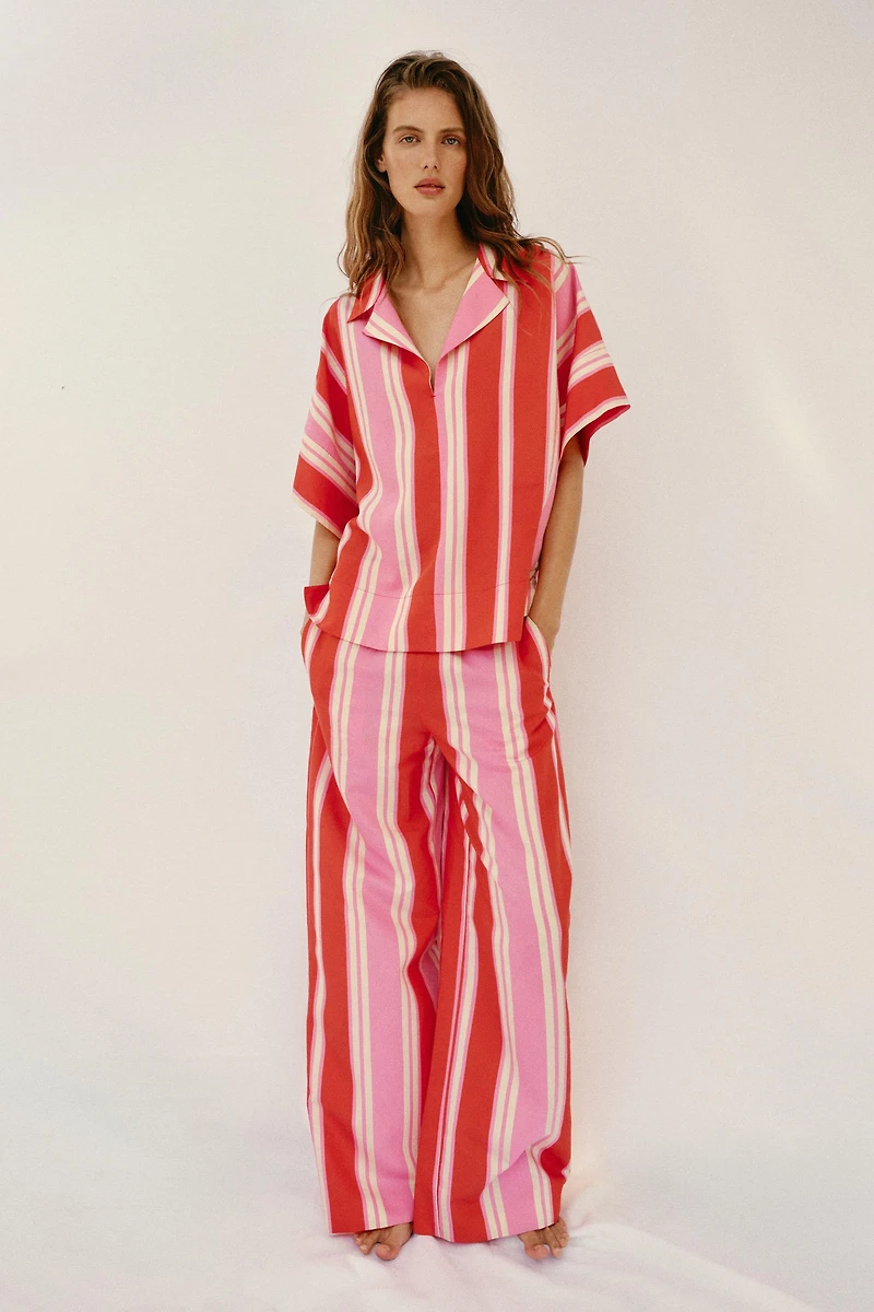 STRIPED WIDE LEG PANTS