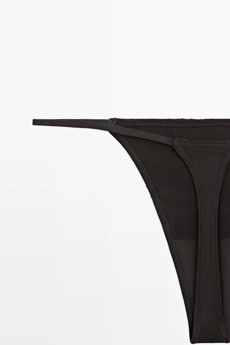 Thong with embroidered detail