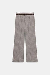 GINGHAM BELTED STRAIGHT PANTS