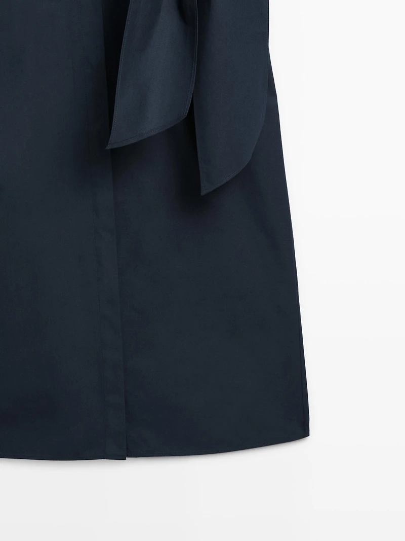 Midi shirt dress with scarf detail