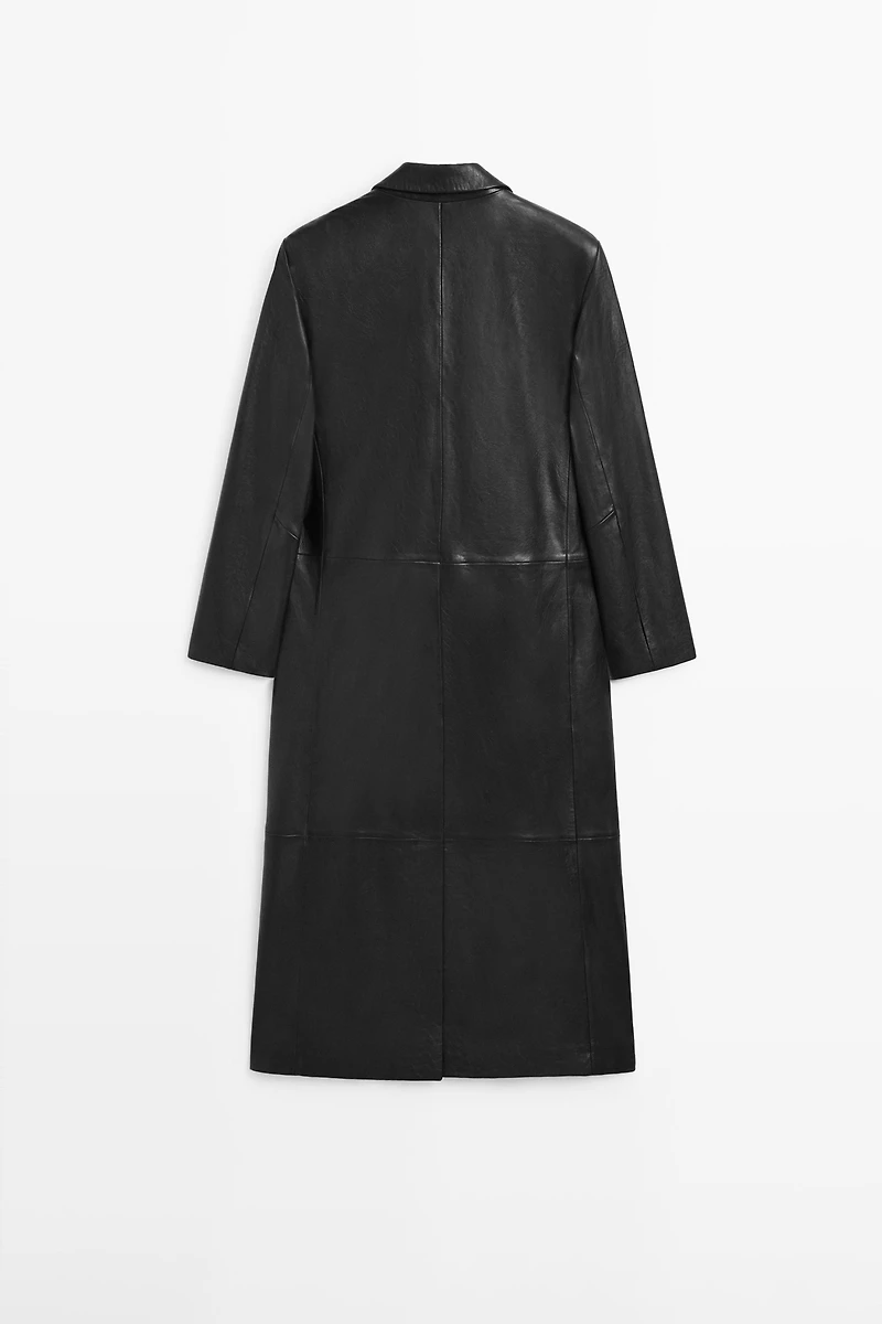 Long nappa leather coat