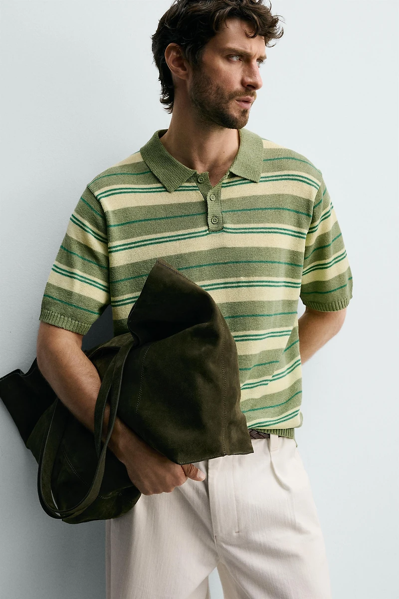 STRIPED JACQUARD KNIT POLO