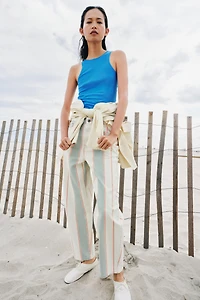 ZW COLLECTION MID-RISE STRIPED TAPERED JEANS