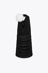 HALTER MINI DRESS WITH APPLIQUÉ FLOWER