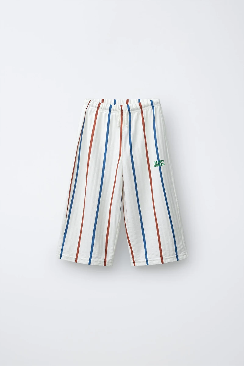 STRIPED TEXTURED PANTS