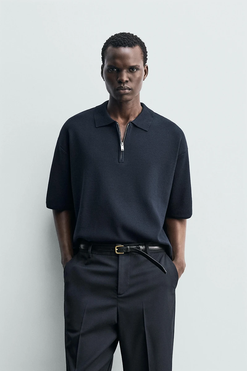 POLO EN MAILLE À ZIP