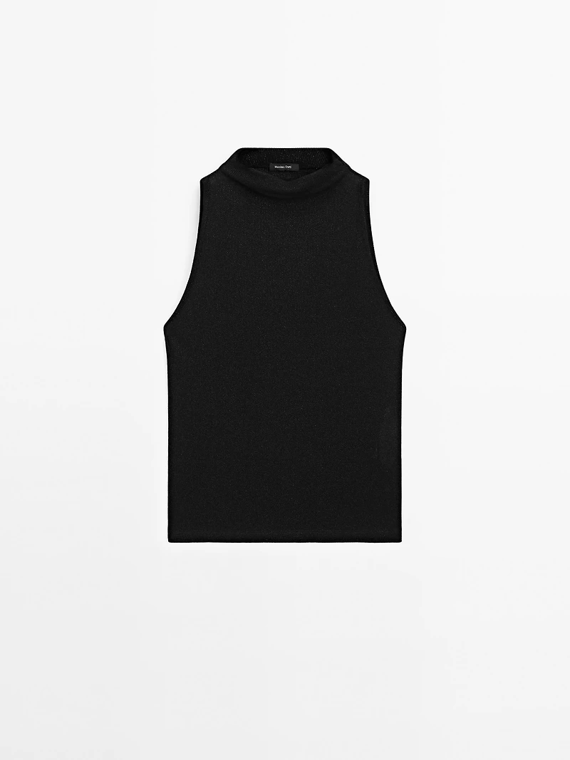 Metallic-effect halterneck top